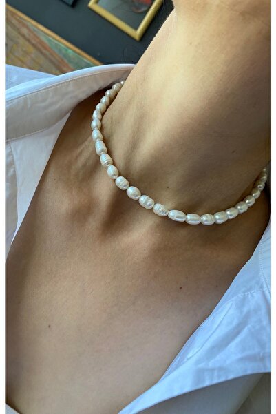 By Saadet Özkanlı Kadın Arpa Inci Kolye ( Gerçek Tatlısu Incisi )