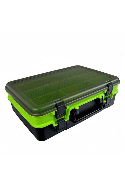 YIRUMEI Green Double Layer Fishing Tackle Boxes Portable Fishing Accessories Tool Storage Box Fish Hook Lure