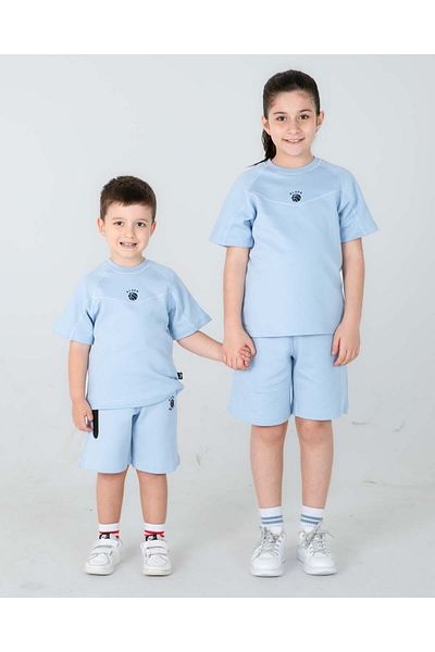 Black One Pantaloni scurți de vară pentru fete/băieți Tricou Seturi din două piese Detaliu buzunar imprimat