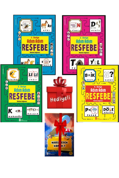 Ata Yayıncılık مجموعة Ata Step by Step Resfebe (المستوى 1-2-3-4)+هدايا