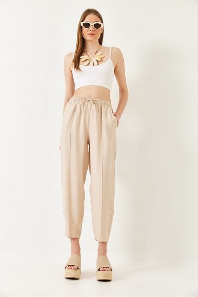 Bianco Lucci Women's Linen Baggy Trousers 80017 60271040