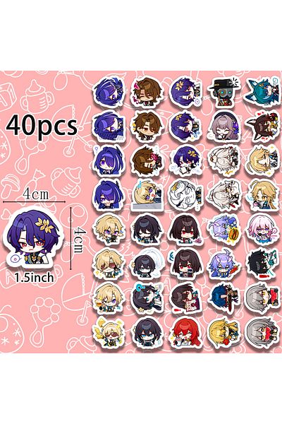 Choice 6x5.2x0.5cm Xl487 40 Pcs Cute Honkai: Star Rail Stickers Decorative Water Bottle Computer Guitar Ska