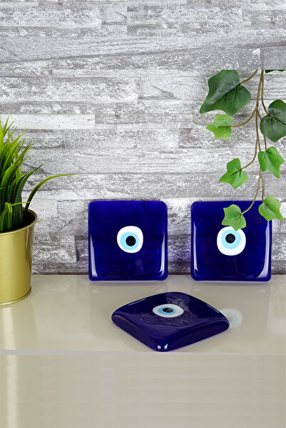 Entude Dekoratif Nazar Boncuklu Cam Kapak, Banyo Gider Süsü 10x10 Cm