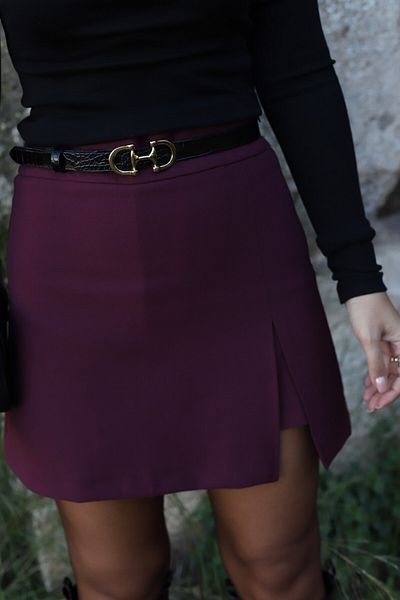 bytugcekaya Fusta pantaloni scurți cu fante de camuflaj burgundy