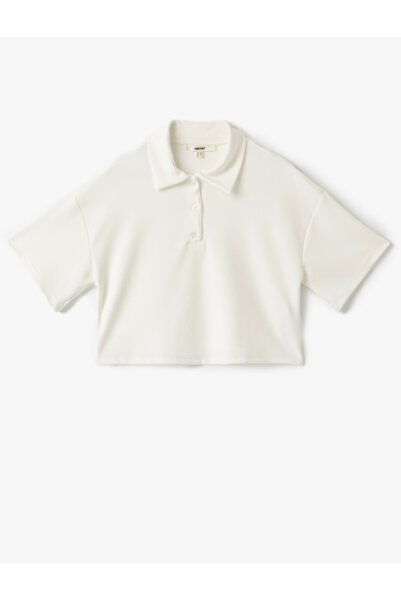 Koton Modal Comfortable Fit Short Sleeve Polo Neck Crop T-Shirt