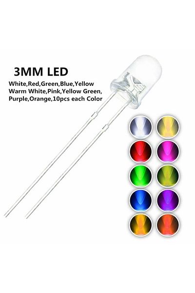 Choice 10 Color Each 10pcs 100pcs 3mm Led Diode 3 Mm Assorted Kit White Green Red Blue Yellow Orange Pink P
