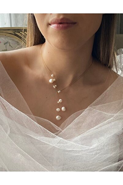 By Saadet Özkanlı Kadın Gerçek Inci Kolye , Hayalet Kolye, Tatlısu Incisi, Istiridye Inci, Tasarım Kolye