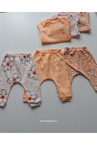 Necix's Cotton Comfortable Cute Floral Design Patterned Booties Baby Girl 3-Piece Bodysuit Set