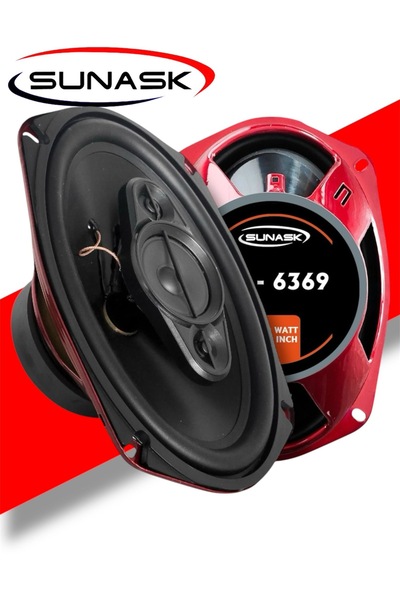 SUNASK Sn-6369 1000 Watt Tweeter’li Uyumlu Oto Oval Hoparlör Modeli 2 Adet Kapaklı