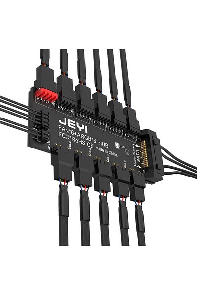 JEYI AF11 4pin Pwm & 5v 3pin Argb مع Sata 15pin Power 5 Way Sync Fan Hub Cpu Cooling Fan Addressab
