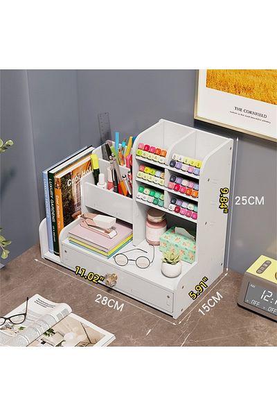 Choice White Upgrade Diy Space-saving Large-capacity Pen Holder Office Supplies Storage Stationery Box Stud