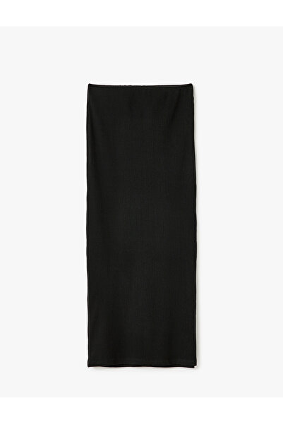 Koton Yırtmaç Detaylı Beli Lastikli Siyah Kadın Etek 5SAL70019IK