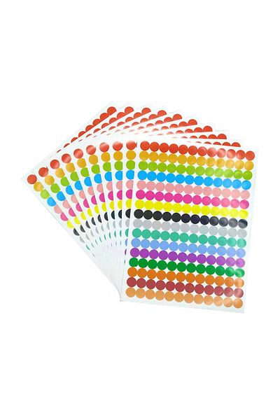 Choice 6mm 1920pcs 6mm 8mm 10mm 19mm 20mm 40mm Round Spot 10sheets Circles Sealing Sticker Paper Labels Col