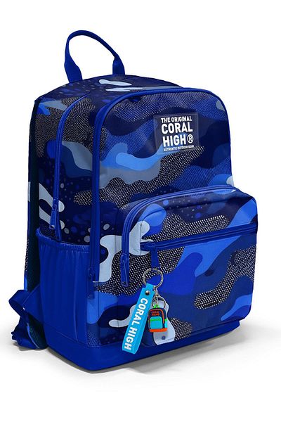 Coral High Rucsac de școală cu model de camuflaj Saks bleumarin 23689