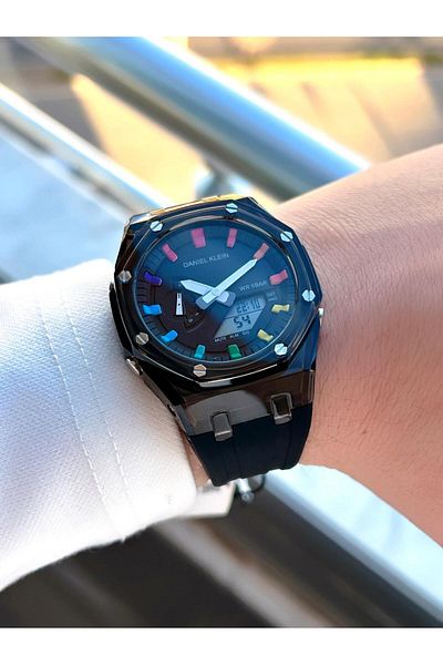 Daniel Klein Silicone Cord Digital&Analog 50 Mt Water Resistant Men's Wrist Watch Edk.2100.6