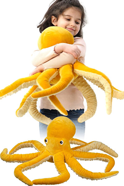 Binbirreyon Sarı Ahtapot Peluş Oyuncak Uyku Arkadaşı 50cm PC407