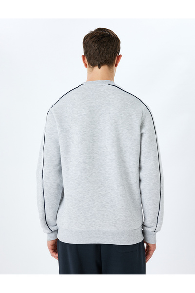 Koton Φούτερ από βαμβακερό μακρυμάνικο ροζ ριμπ λαιμόκοψη