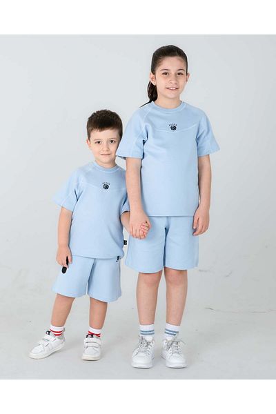 Black One Pantaloni scurți de vară pentru fete/băieți Tricou Seturi din două piese Detaliu buzunar imprimat