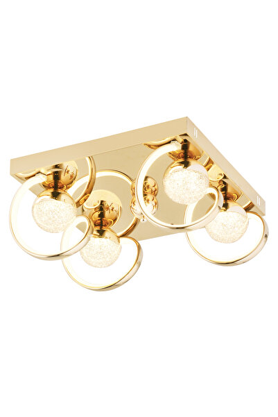bordolux Pl 019 4 Kare Model Gold 3 Renkli Salon Ve Oturma Odası Için Ideal Alüminyum Avize, 45x15