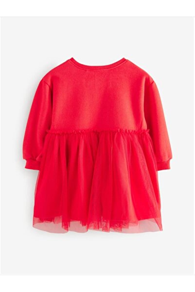 Next Kırmızı Noel Fileli 2'si 1 Arada Sweatshirt Elbise