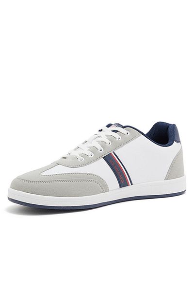 U.S. Polo Assn. Men's White Low-Top Sneakers,Lightweight Casual Shoes for Classic Look