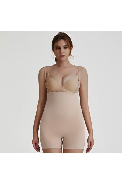 MİSTİRİK Pagliye Model Laser Cutting Firming and Slimming Suspender Corset Shorts Skin Color