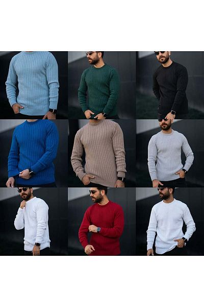 ZENİSO BUTİK Slim Fit Mold Crew Neck Knitwear Sweater