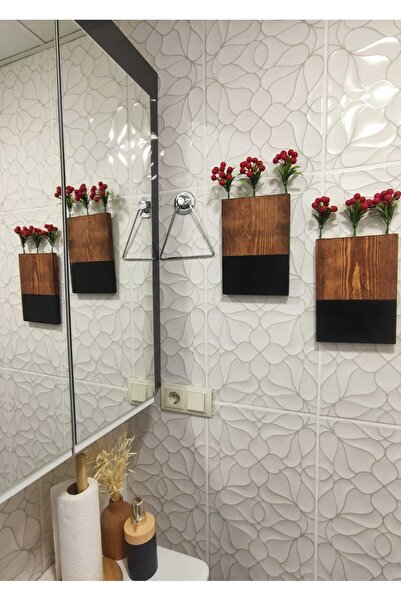 fatrema 2'Lİ AHŞAP ÇİÇEKLİK MUTFAK BANYO YAPAY ÇİÇEK BALKON KIŞ BAHÇESİ EV ÇEYİZ BOHEM RUSTİK