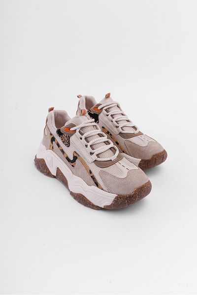 SHOEMARK Noche Beige Lace-up Casual Women's Sneakers