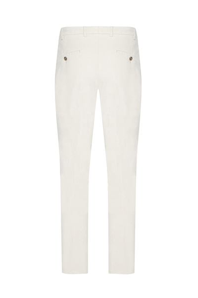 Hiltl Bone Color Supima Cotton Slim Fit Thin Corduroy Chino Pants