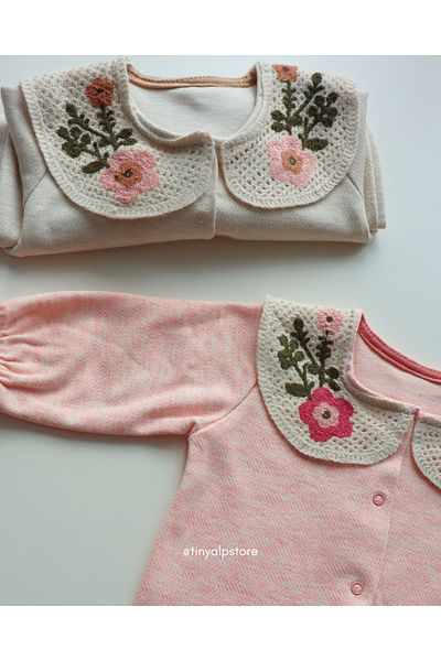 Necix's Newborn Baby Girl Romper with Embroidered Collar Basic Stylish and Comfortable Fabric