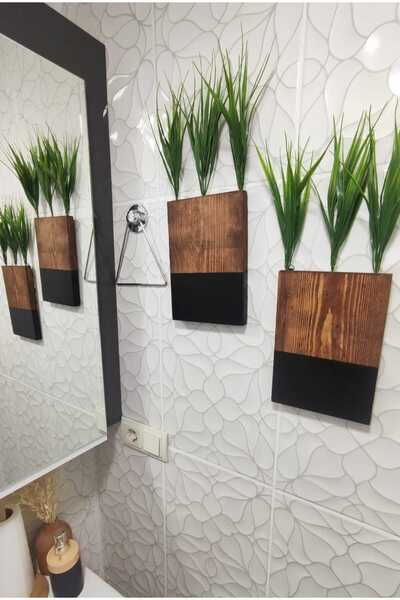 fatrema 2'Lİ AHŞAP ÇİÇEKLİK MUTFAK BANYO YAPAY ÇİÇEK BALKON KIŞ BAHÇESİ EV HEDİYESİ ÇEYİZ BOHEM RUSTİK