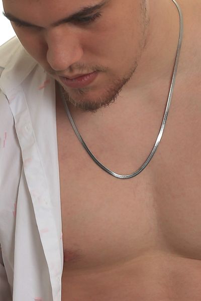 LABALABA Men's Italian Model Flat Scrunch Chain Steel Snake Necklace
