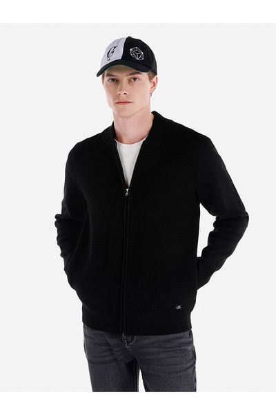 Colin's Men's Black Cardigan Cl with Regular Fit 1064848