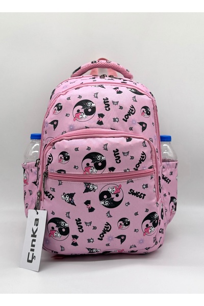ms mixxstore Rucsac pentru școală primară pentru fete cu model de caractere cu suport pentru spate și suport pentru pix