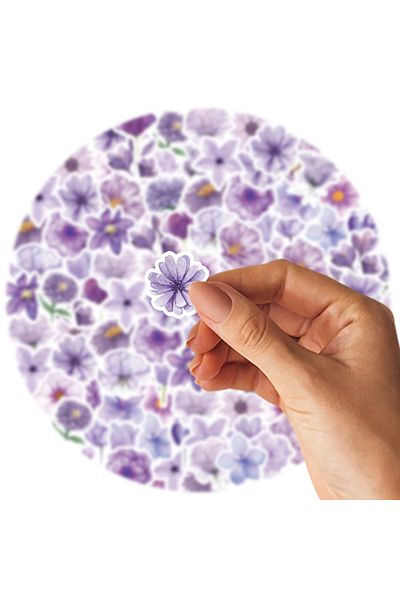 Choice 46pcs Purple Petals Fresh Plant PVC Sticker Decoration Laptop Phone Case Water Bottle Toy Station...