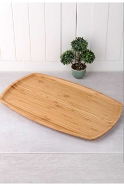 Genel Markalar Bambu Kayık Sunum Tabağı Servis Tabak 36*22cm Kyk3622