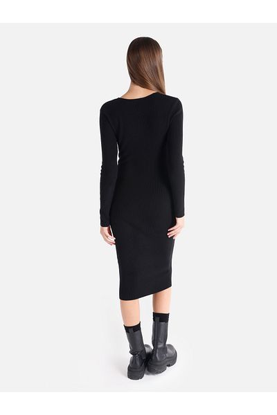 Colin's Rochie de damă neagră midi slim cu decolteu în V