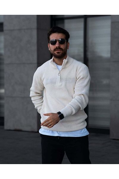 ZENİSO BUTİK Πλεκτό πουλόβερ Oversize - Μισό φερμουάρ