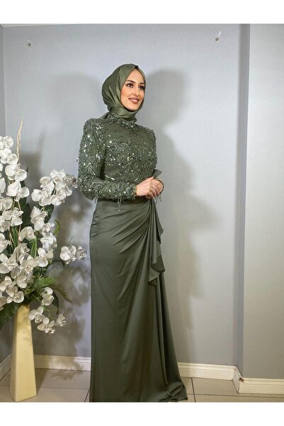 Katre Kenzel Embroidered Long Sleeve Hijab Evening Dress