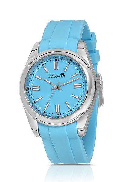 Polo Air Silicone Cord Sport Men Wrist Watch Silver Blue Color Pl-0948E8X