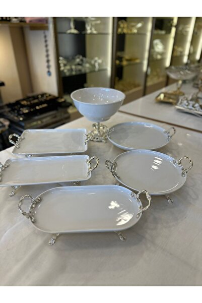 MaviDamla مجموعة بورسلين فضية مكونة من 6 قطع