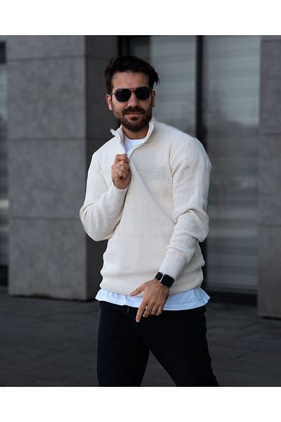 ZENİSO BUTİK Πλεκτό πουλόβερ Oversize - Μισό φερμουάρ