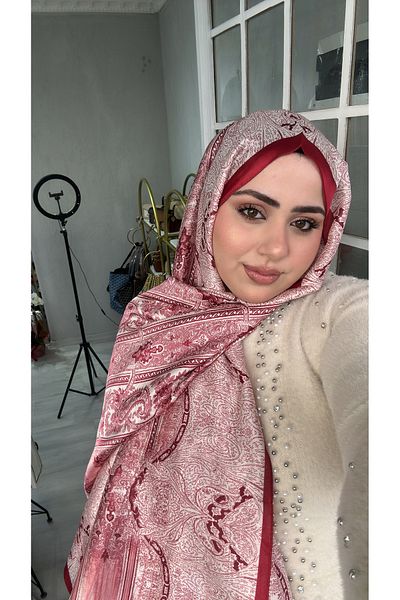 NurScarf Women's Imported Voile Silk Floral Ethnic Pattern Shawl