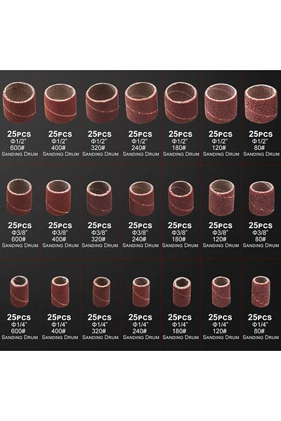 Choice M 551pcs Sanding Drum For Rotary Tool, Sanding Bands Sleeves Kit With Drum Mandrels And Self-tighte.