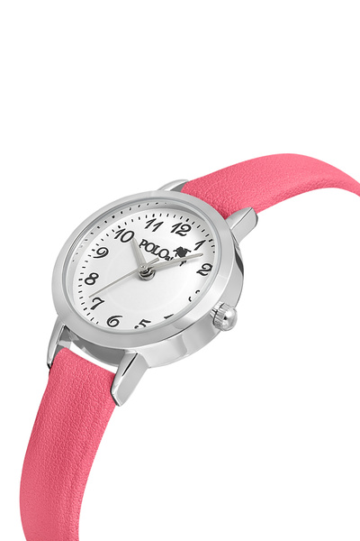 Poloair Klasik Deri Kordon Kadın Kol Saati Pembe Gümüş PL-1518B6x