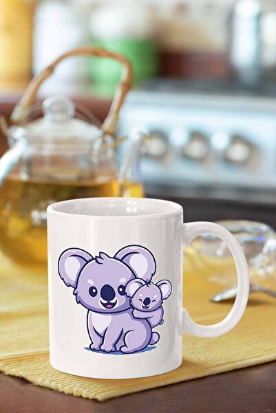 Piktorya كوب كوالا لطيف مطبوع أبيض اللون