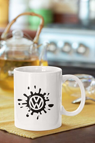 Piktorya كوب أبيض مطبوع عليه شعار Wolksvagen مع هدية عصرية بتأثير سبلاش