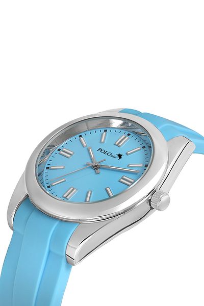 Polo Air Silicone Cord Sport Men Wrist Watch Silver Blue Color Pl-0948E8X