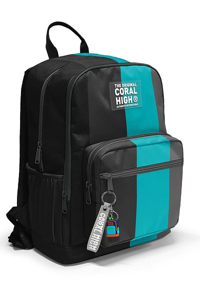 Coral High Rucsac de școală cu dungi colorate 23696